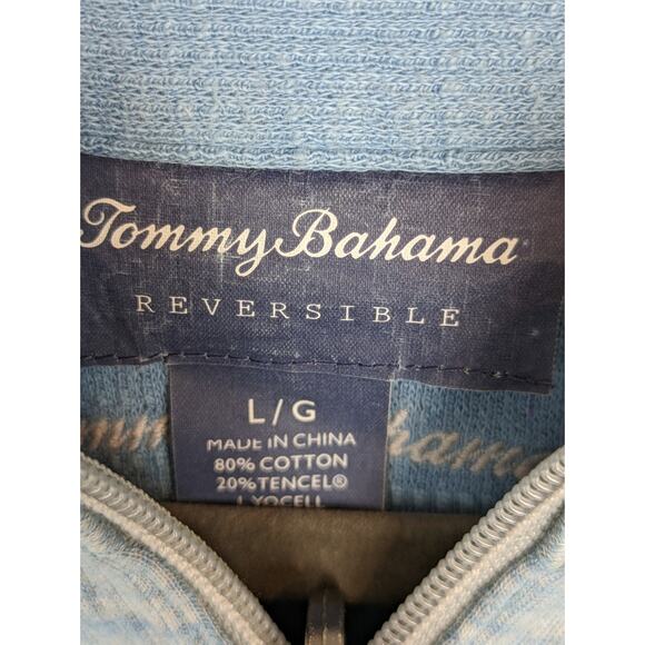 Tommy Bahama Sweater Reversible Quarter Zip Cotton Lyocell Outdoor Blue Size L - Picture 7 of 9